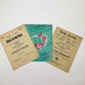Set of 3 Music Sheets Rose in the Bud Songs Mother Taught Thine Alone
